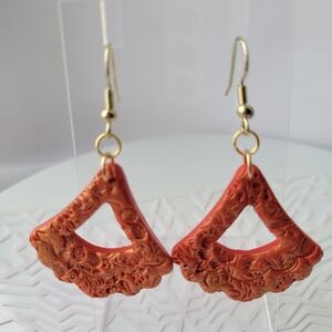Chic Gold and Orange Triangle Earrings